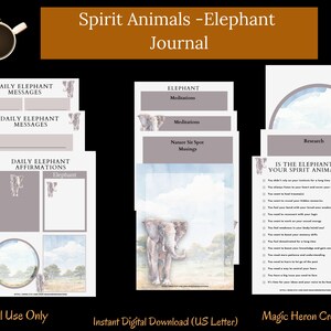 SPIRIT TIER ELEFANT, Animal Guide Totem Bedeutungen, Spirit Companion, Spirit Companionship, druckbare Journal Prompts und Karten Bild 2