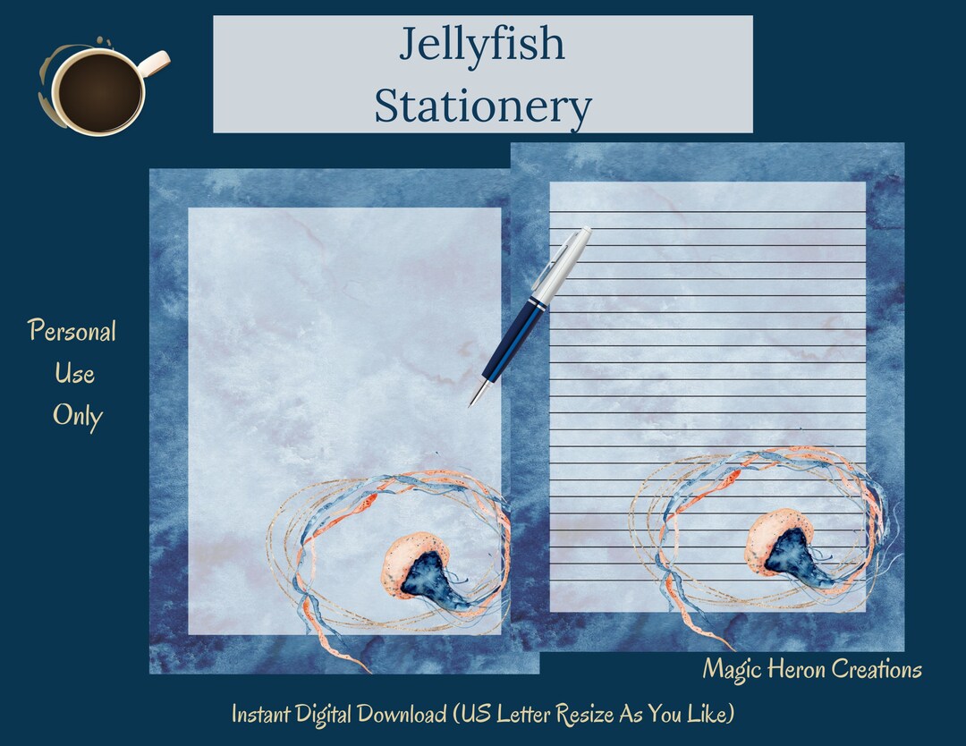 Jellyfish -- Watercolor -- Printable Letter Writing Paper -- Stationery ...