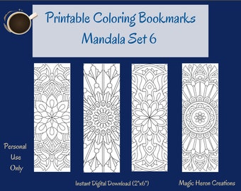 Mandala Color Your Own Bookmarks, Mandala Bookmark, Bookmark Meditation Coloring, Coloring Bookmark PDf, Bookworm Gifts, Printable, Set #6