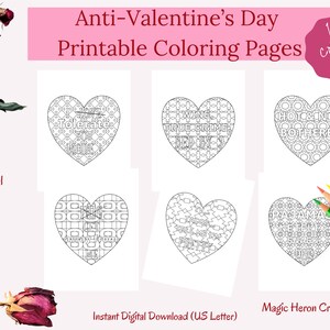 Anti Valentines Day Heart Coloring Pages, Anti-valentine Funny Sayings