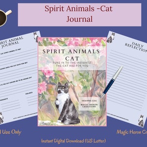 ESPÍRITO ANIMAL GATO, Significados do Totem Guia Animal, Companheiro Espiritual, Companheirismo Espiritual, Avisos e Cartões de Diário para Impressão