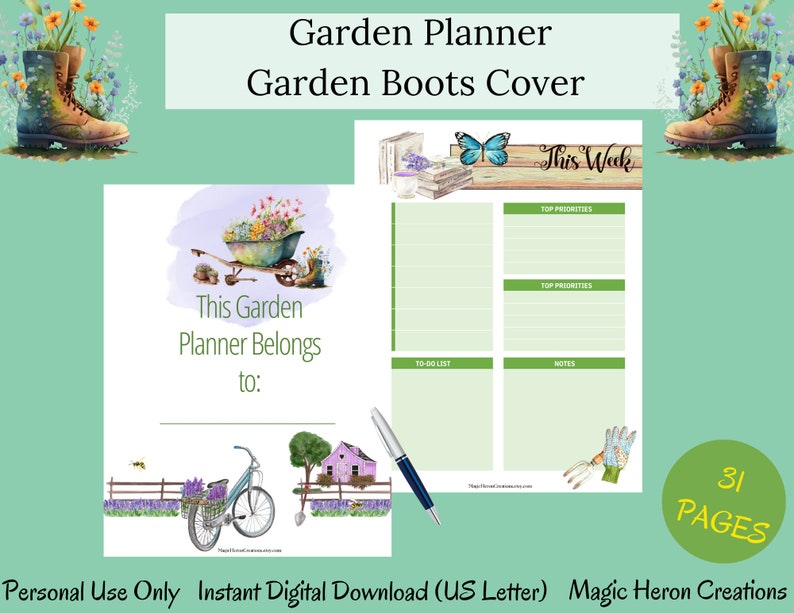 Printable Garden Planner Bundle, Garden Journal, Homestead Garden, Plant Profile, Seed Starting, Planting Guide, Garden Layout, Organizer image 3