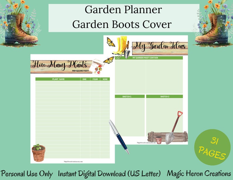 Printable Garden Planner Bundle, Garden Journal, Homestead Garden, Plant Profile, Seed Starting, Planting Guide, Garden Layout, Organizer image 4