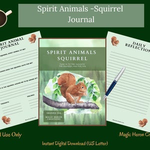 ESQUILO ANIMAL ESPÍRITO, significados do totem do guia animal, companheiro espiritual, companhia espiritual, avisos e cartões de diário para impressão