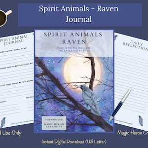 ANIMAL ESPIRITUAL Cuervo, Significados del tótem guía animal, Compañero espiritual, Compañerismo espiritual, Tarjetas y sugerencias para diarios imprimibles