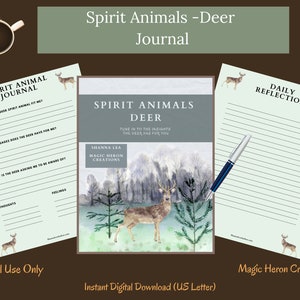 CIERVO ANIMAL ESPÍRITU, Significados del tótem de la guía animal, Compañero espiritual, Compañerismo espiritual, Tarjetas y indicaciones del diario imprimibles