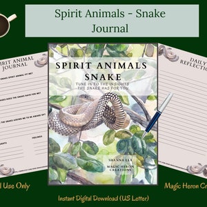 ESPÍRITU ANIMAL Serpiente, Significados del Tótem Guía Animal, Compañero Espiritual, Compañerismo Espiritual, Tarjetas y Indicaciones de Diario Imprimibles