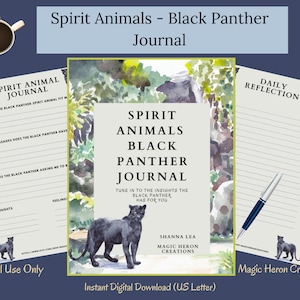 ESPÍRITO ANIMAL Pantera Negra, Significados do Totem do Guia Animal, Companheiro Espiritual, Companheirismo Espiritual, Avisos e Cartões de Diário para Impressão