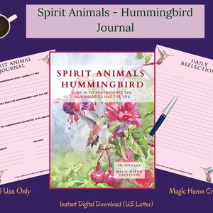 COLIBRÍ ANIMAL ESPÍRITU, Significados del tótem de la guía animal, Compañero espiritual, Compañía espiritual, Tarjetas y indicaciones de diarios imprimibles