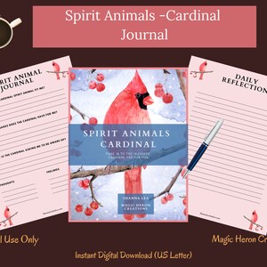 CARDENAL ESPÍRITU ANIMAL, Significados del Tótem Guía Animal, Compañero Espiritual, Compañerismo Espiritual, Tarjetas y Indicaciones de Diario Imprimibles