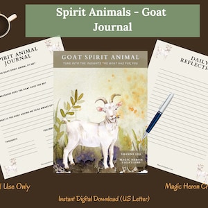 CABRA ANIMAL ESPÍRITU, Significados del tótem de la guía animal, Compañero espiritual, Compañía espiritual, Tarjetas y indicaciones del diario imprimibles