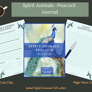 SPIRIT TIER Pfau, Tierführer Totem Bedeutungen, Geist Begleiter, Geist Begleiter, druckbare Journal Prompts und Karten