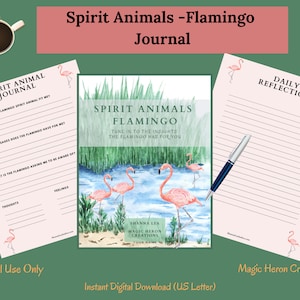 ESPÍRITU ANIMAL FLAMINGO, Significados del tótem de la guía animal, Espíritu compañero, Compañía espiritual, Tarjetas y indicaciones de diario imprimibles