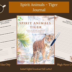 ESPÍRITO ANIMAL Tigre, Significados do Totem Guia Animal, Companheiro Espiritual, Companheirismo Espiritual, Avisos e Cartões de Diário para Impressão