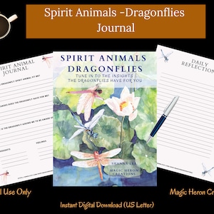 LIBÉLULAS ANIMALES ESPIRITUALES, Significados de tótems de guías de animales, Compañero espiritual, Compañía espiritual, Tarjetas y indicaciones de diarios imprimibles