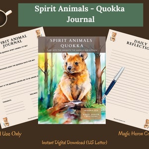 ESPÍRITU ANIMAL QUOKKA, Significados del tótem de la guía animal, Compañero espiritual, Compañía espiritual, Tarjetas y indicaciones de diarios imprimibles