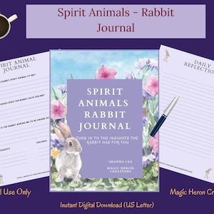 CONEJO ANIMAL ESPÍRITU, Significados del tótem de la guía animal, Compañero espiritual, Compañía espiritual, Tarjetas y indicaciones del diario imprimibles