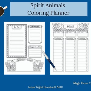 Spirit Animals Coloring Planner, Animal Guide, Spirit Totem Animal, Spirit Companion, Undated Planner, Goal Tracker, Use with Your Journal image 4