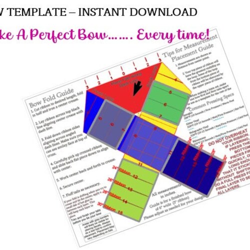 Bow Template Graphic Placement Guide Cheer Bow Making Etsy