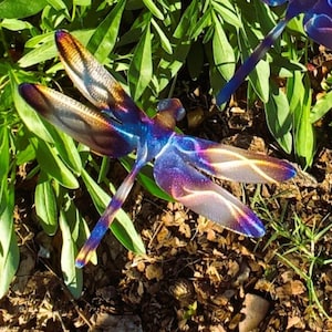 Gorgeous Metal Dragon Fly, Metal Garden Art, Metal Flower Garden Stake,Ho me Decor, Metal Pond Art, Colorful Garden Art, Zen Garden Gift