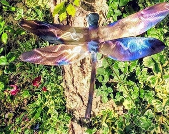 Gorgeous Metal Dragon Fly, Metal Garden Art, Metal Flower Garden Stake,Ho me Decor, Metal Pond Art, Colorful Garden Art, Zen Garden Gift