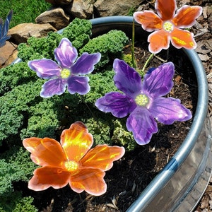 Tropical Candy Color Metal Flower Stake: Iridescent Garden Art image 7
