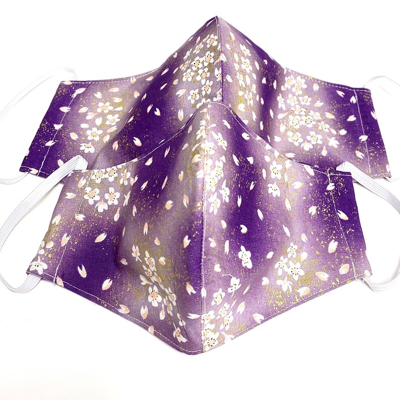 Purple Sakura fabric mask 3 layers face mask masks for Etsy