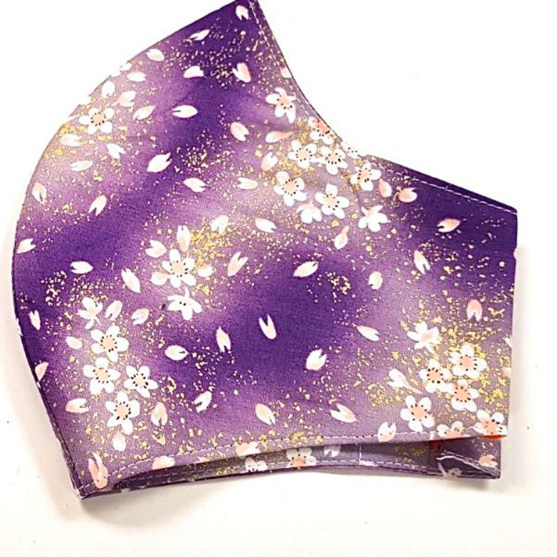 Purple Sakura fabric mask 3 layers face mask masks for Etsy