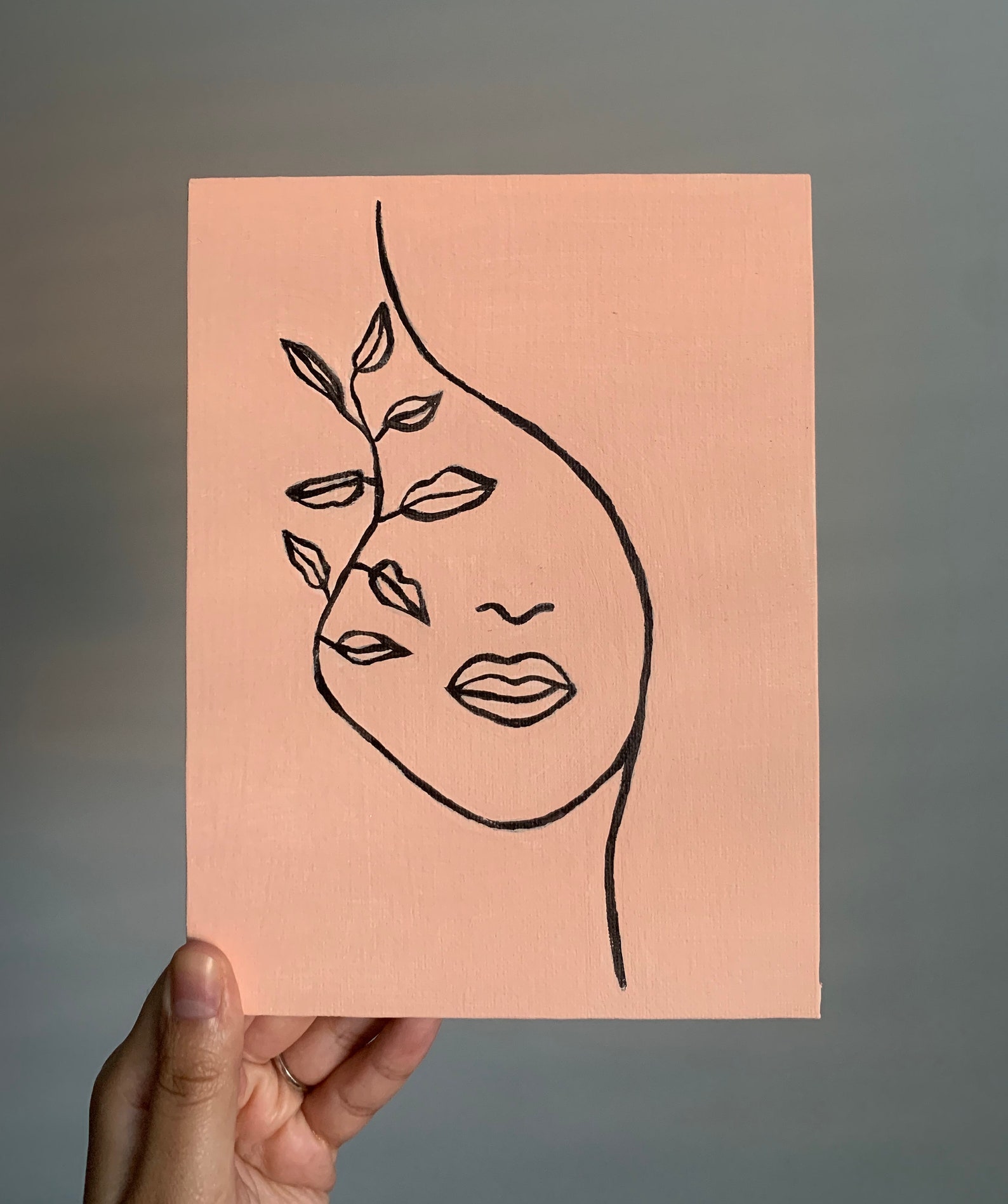 Leaf Portrait Outline Painting Outline Acrylic Painting Etsy