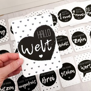 Baby Meilensteinkarten schwarz weiß - Erstes Jahr - Geschenk zur Geburt, Babyparty