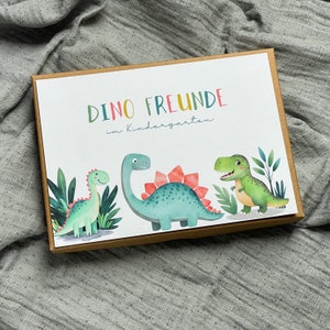 Dino Freundebuch-Karten Kindergarten, DIN A5 inkl. Aufbewahrungsbox, Geschenk zur Kita