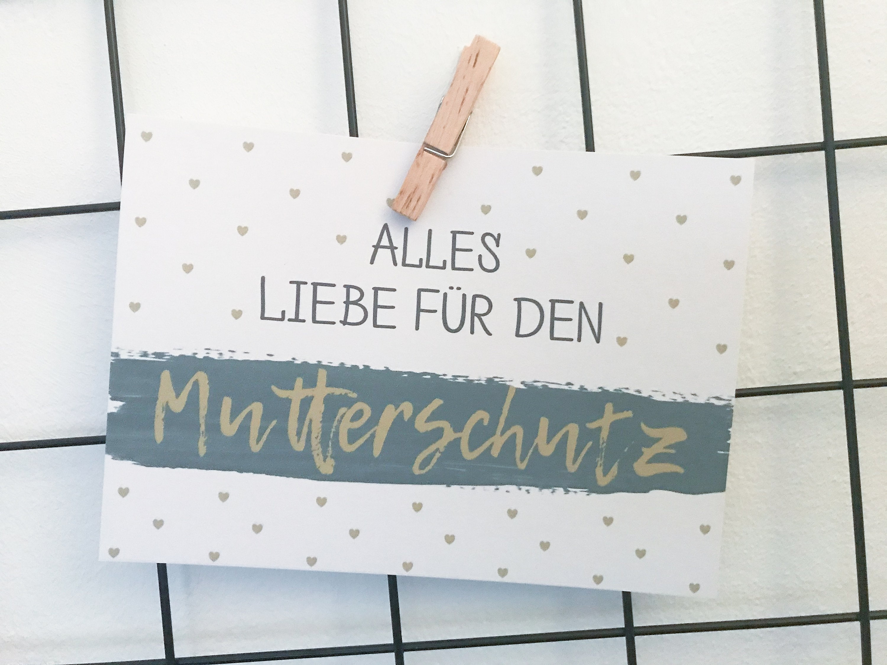 Abschied Babypause Karte Alles Liebe für den Mutterschutz mit Herzen in gold-grau, für den ...