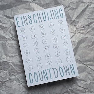 Countdown Karte Einschulung, Geschenk für Schulanfänger, Format DIN A5 - blau