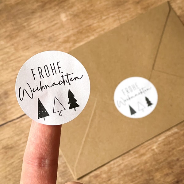 Weihnachtsaufkleber - Frohe Weihnachten Sticker für festliche Grüße - 4cm rund