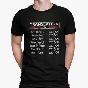 Funny Cuban Coño English To Cuban Bilingual T-Shirt, Cuba Tee, Camiseta De Cuba, Cuba Stuff