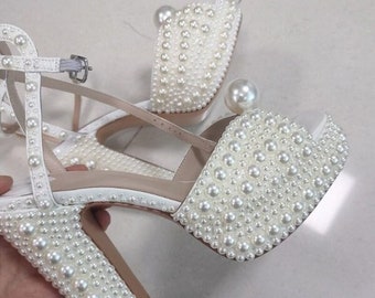 white chunky heels