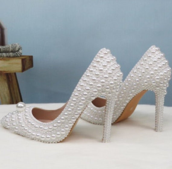 Pearl White Wedding Stiletto Pumps and Flats Pearl Stilettos - Etsy  Australia