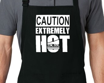 Caution Extremely Hot Stuff Apron, Funny Cooking Gift