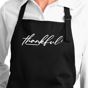 Thankful Gift Apron Blessed Grateful Kitchen Apron Pockets Cookie Baker Grilling BBQ Apron Faith Religious Christian Gift For Thanksgiving