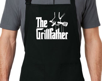 Tablier The Grillfather, cadeau de grillades pour papa amusant chef de cuisine avec poches