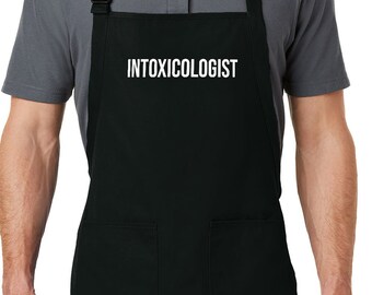 Mixologist Bartending Apron, Cocktails Lover Gift Custom Kitchen Apron Pockets Full-Length, Intoxicologist Drinking Bartender Barmaid Barman