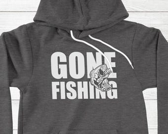 Gone Fishing Graphic Hoodie, Unisex Fisherman Gift