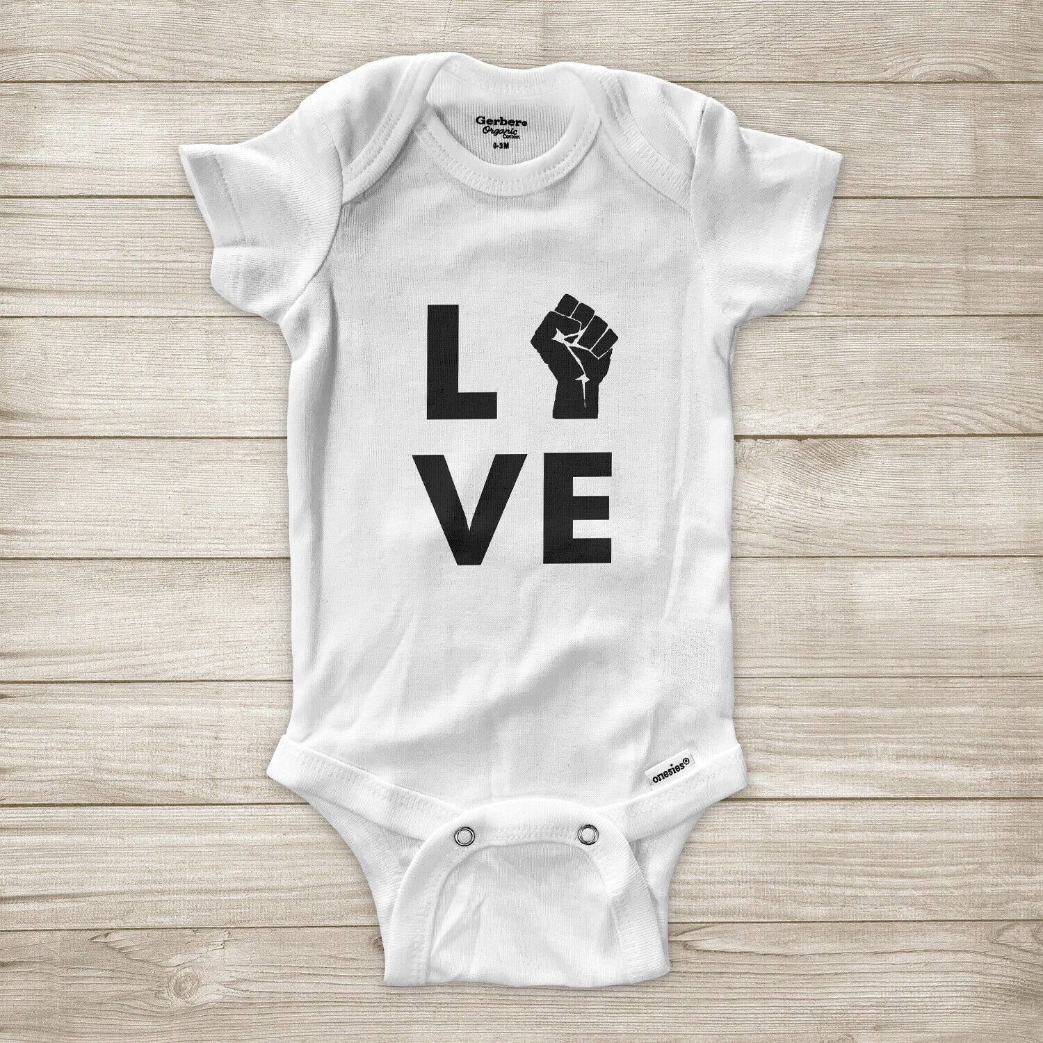 BLM Fist Symbol Baby Bodysuit: Love, Equality, Justice