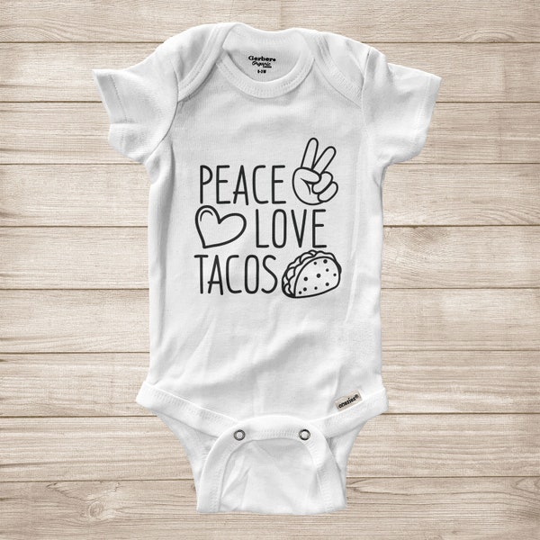 Peace Love Tacos Gift Super Soft Cotton Baby Infant Gerber® Bodysuit Onesie Birthday Gift Peace Love Cinco De Mayo, Mexican Food Hispanic