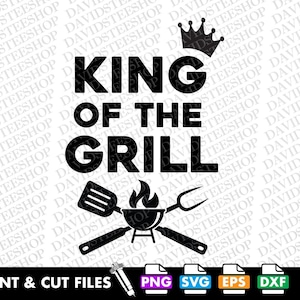 Król grilla Svg barbecue png Wektor Wytnij plik Clipart Pobierz dla Cricut Sylwetka (Svg, Png, Eps, Dxf) Mięso Wędzone Grillowanie BBQ Tata