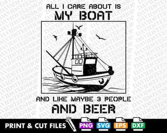 Boat Beer & 3 People SVG: Cricut Silhouette Vector Cut File (Digital Download)) Png, Eps, Dxf