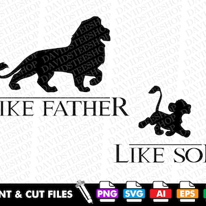 Father & Son Matching Tee Graphic Lion King Simba Mufasa Svg Vector Cut File Clipart Download for Cricut Silhouette (Svg, Png, Eps, Ai, Dxf)