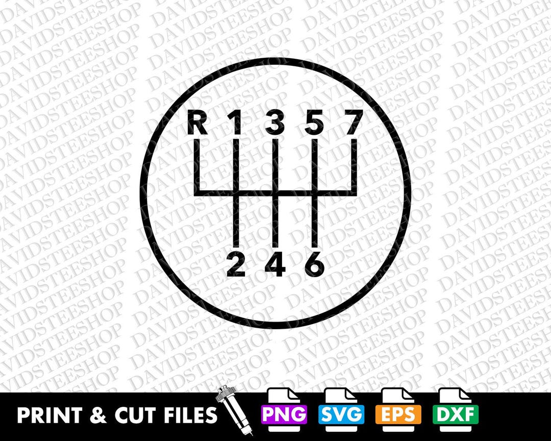 7 Speed Gear Shift Pattern SVG: Manual Car Enthusiast Graphic (digital ...