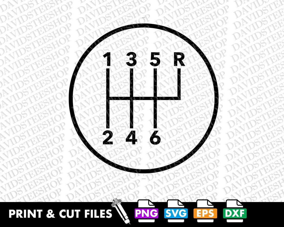 6-speed Gear Shift Pattern Svg: Car Enthusiast Graphic PNG (digital ...