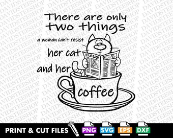 Funny Cat Lover SVG: Coffee Clipart - Cricut & Silhouette (Digital Download)